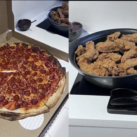 This Pizza & Wings Cost $653 at Allegiant VIP Box in Vegas!